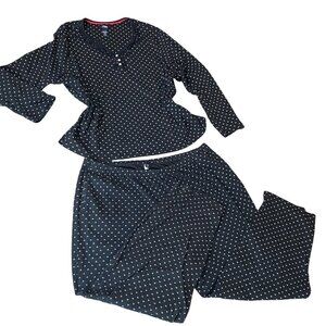 Chaps 2-Piece Cotton Pajama Set Plus Sz 3X Black #347B